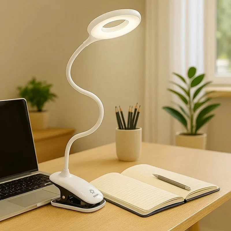 Oplaadbare Clip-on Leeslamp met Flexibele Hals en Dimbare LED Verlichting | Sansoti