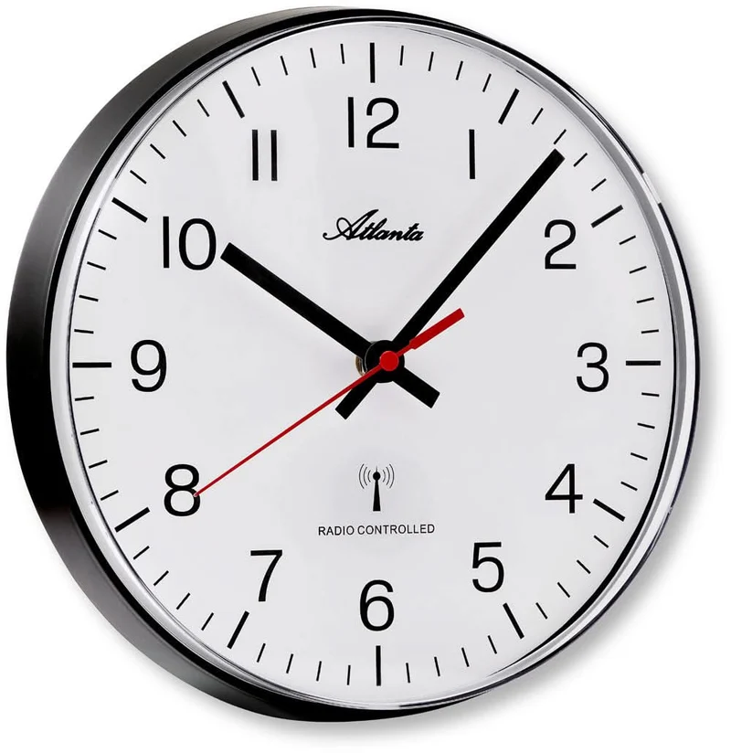 Atlanta Wanduhr 25 cm Ø Kunststoff • Funk-Uhrwerk • Modernes Design