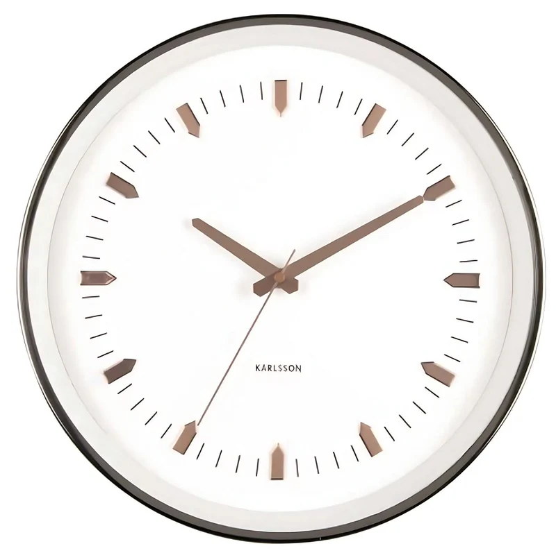 Karlsson Wanduhr 35x35x5,5 cm Metall • Modernes Design • Roségoldene Akzente