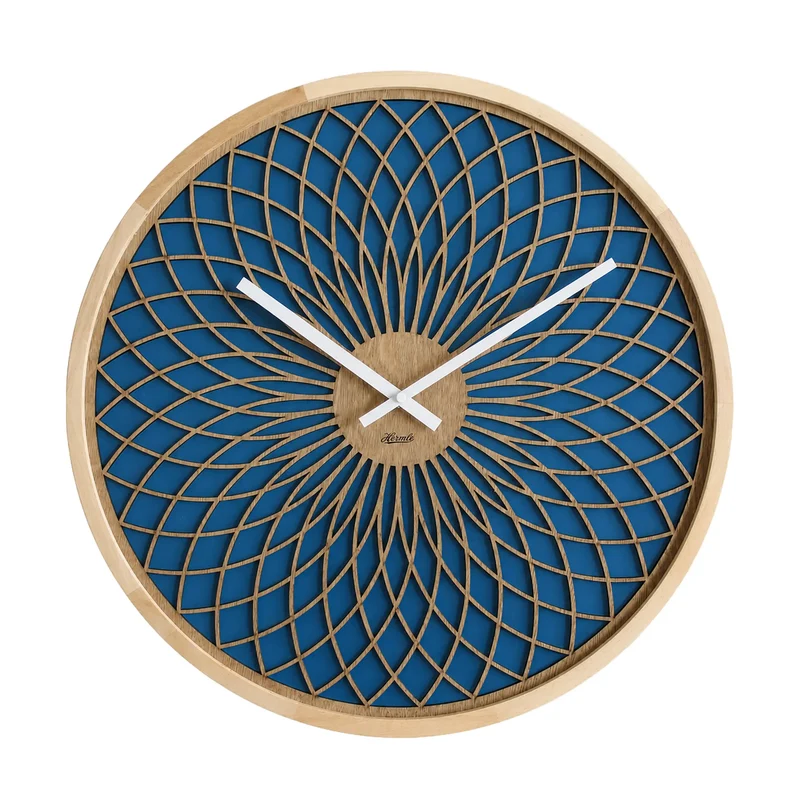 Hermle Wanduhr 50 cm Ø Holz • Modernes 3D-Design • Präzises Quarzwerk