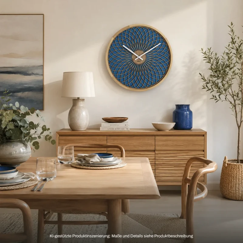 Hermle Wanduhr 50 cm Ø Holz • Modernes 3D-Design • Präzises Quarzwerk