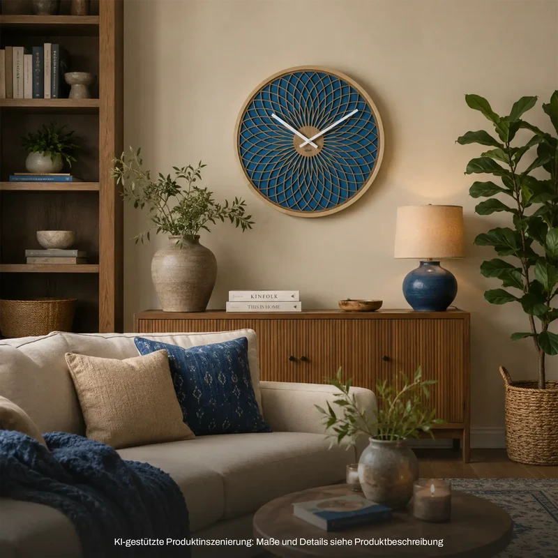 Hermle Wanduhr 50 cm Ø Holz • Modernes 3D-Design • Präzises Quarzwerk