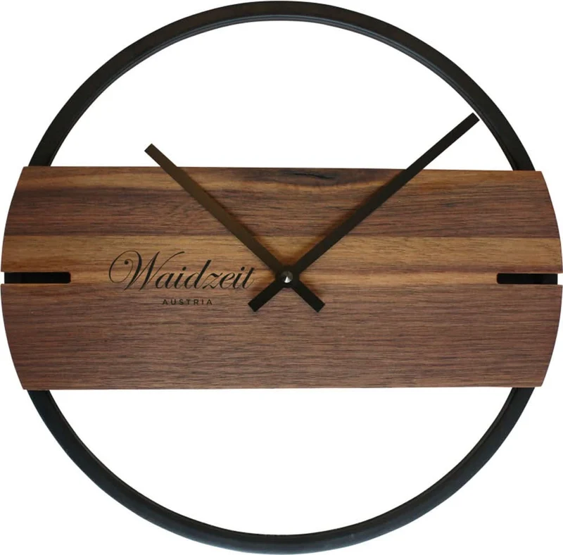 Waidzeit Wanduhr Holz • Modernes Design • Präzises Quarzuhrwerk