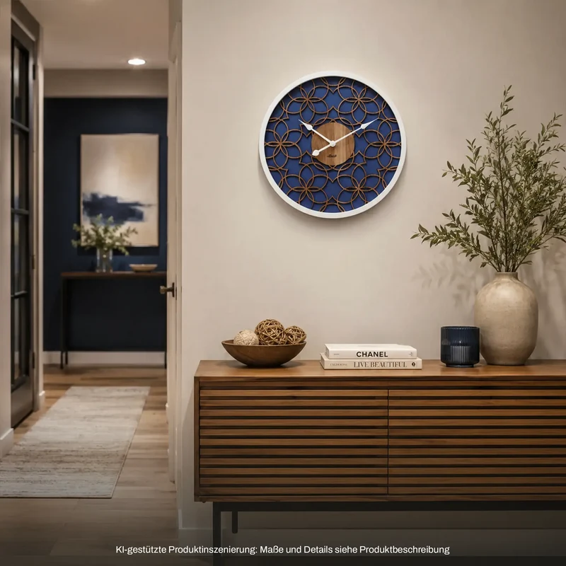 Hermle Wanduhr 40 cm Ø Holz • Modernes 3D-Design • Präzises Quarzwerk