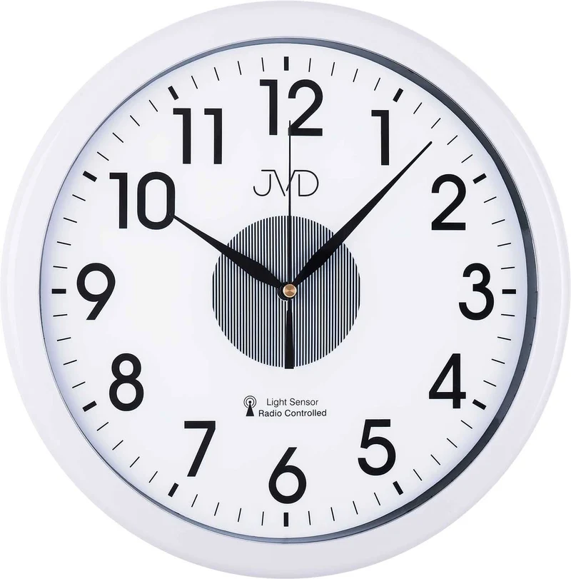 JVD Wanduhr 30,5 cm Ø Kunststoff • Funkgesteuert • Mit Lichtsensor