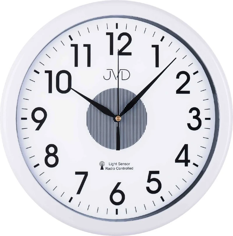 JVD Wanduhr 30,5 cm Ø Kunststoff • Funkgesteuert • Mit Lichtsensor