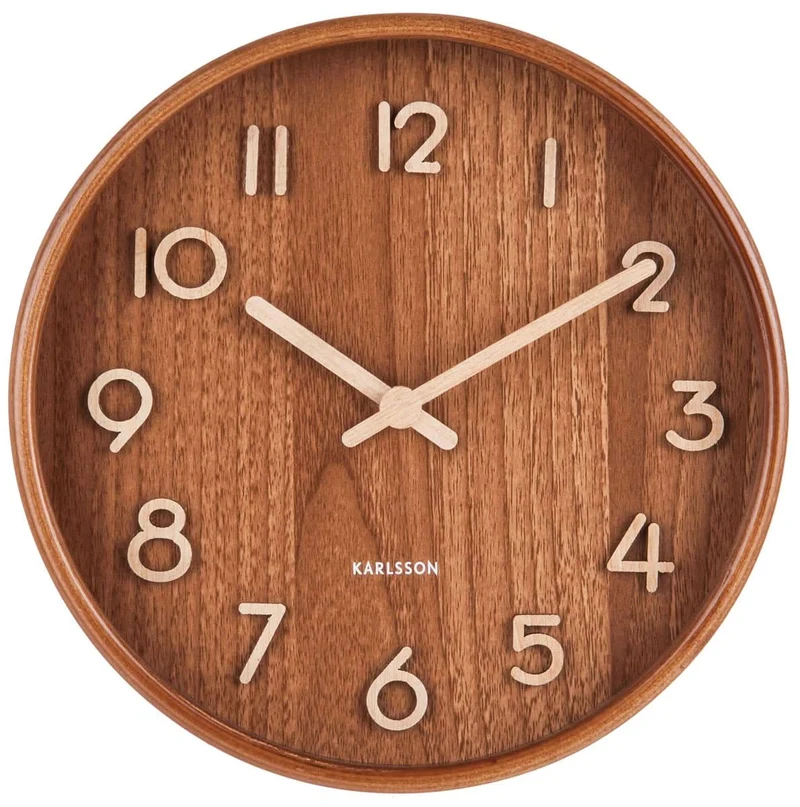 Karlsson Wanduhr 22x22x4,5 cm Holz • Geräuschloses Quarzwerk • Zeitloses Design