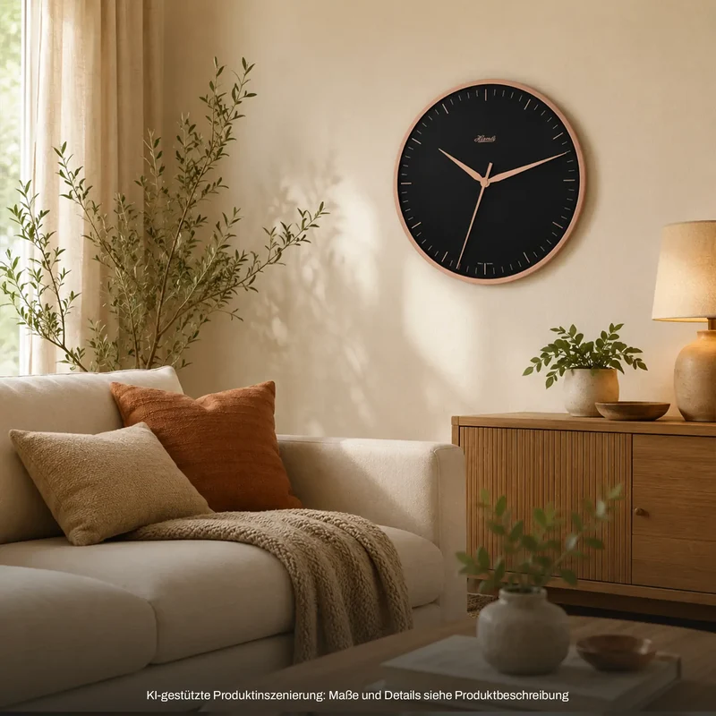 Hermle Wanduhr 40 cm Ø Metall • Geräuschloses Quarzwerk • Modernes Design