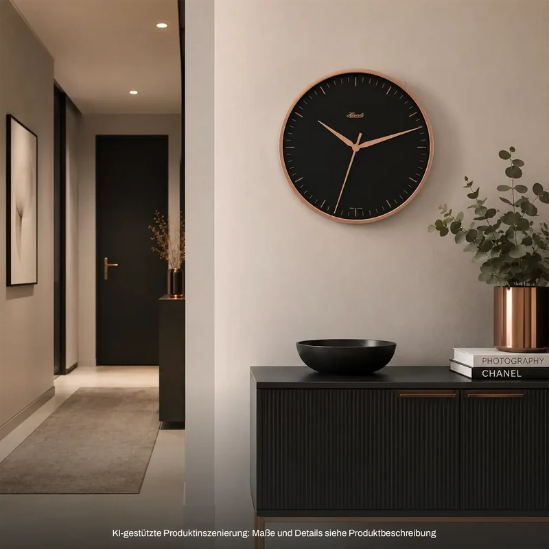 Hermle Wanduhr 40 cm Ø Metall • Geräuschloses Quarzwerk • Modernes Design