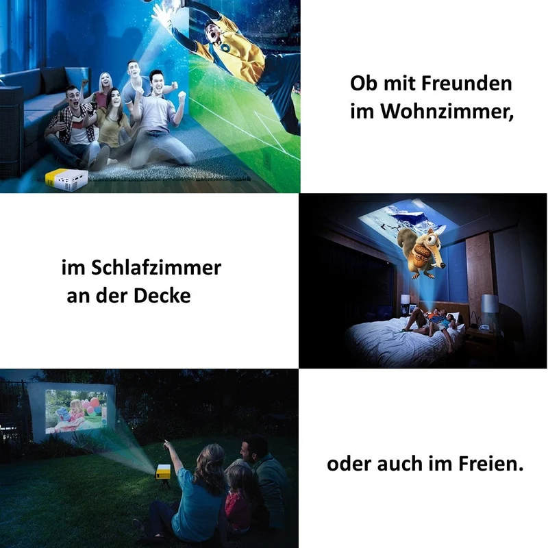Compacte Mini-Beamer met LED-Projectie – Draagbaar Home Cinema Systeem voor Films en Series | Sansoti