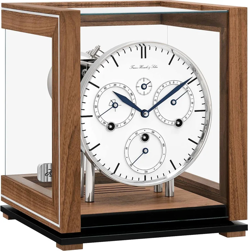 Hermle Tischuhr 29,5x25x25 cm Holz • Westminster Melodie • Automatische Nachtabschaltung