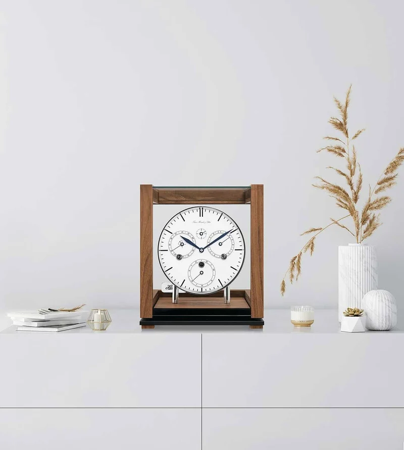 Hermle Tischuhr 29,5x25x25 cm Holz • Westminster Melodie • Automatische Nachtabschaltung