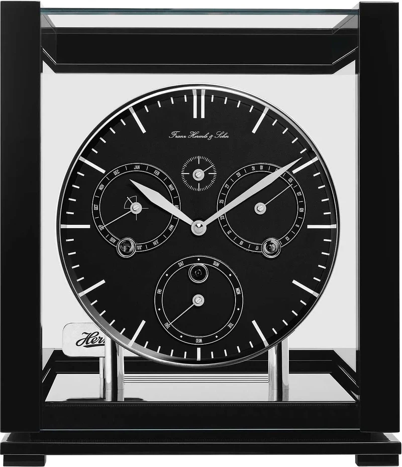 Hermle Tischuhr 29x25,5x25,5 cm Metall • Ewiger Kalender • Westminster Schlagwerk