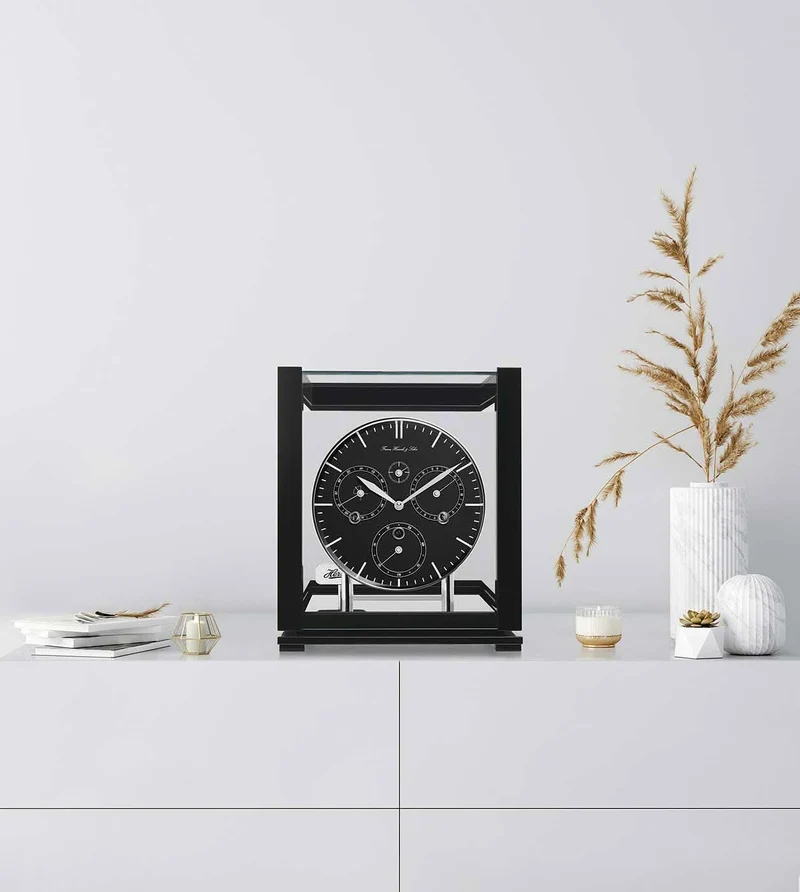 Hermle Tischuhr 29x25,5x25,5 cm Metall • Ewiger Kalender • Westminster Schlagwerk