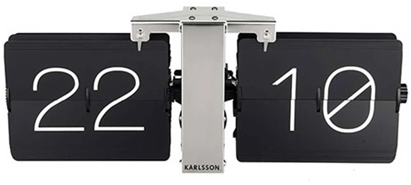 Karlsson Wanduhr 36x14x8,5 cm Stahl • Automatischer Flip-Mechanismus • Modernes Design