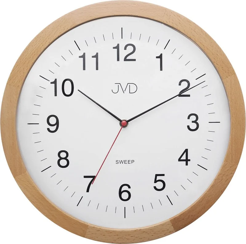 JVD Wanduhr 31 cm Ø Holz • Geräuschloses Quarzwerk • Echtholz-Design