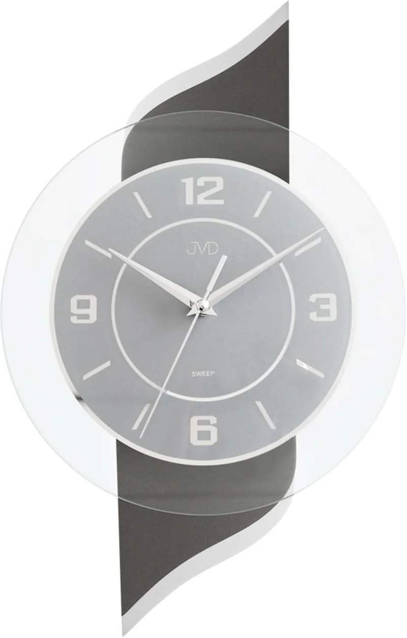 JVD Wanduhr 46x46x6,5 cm Glas • Geräuschloses Quarzwerk • Zeitloses Design