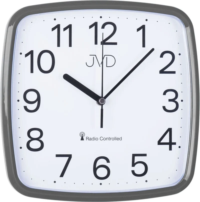 JVD Wanduhr 24x24x4,5 cm Kunststoff • Funkgesteuert • Zeitloses Design