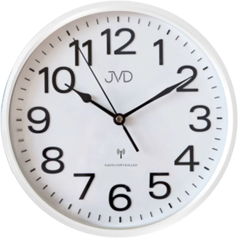 JVD Wanduhr 25,5x25,5x5 cm Kunststoff • Funkgesteuertes Uhrwerk • Modernes Design