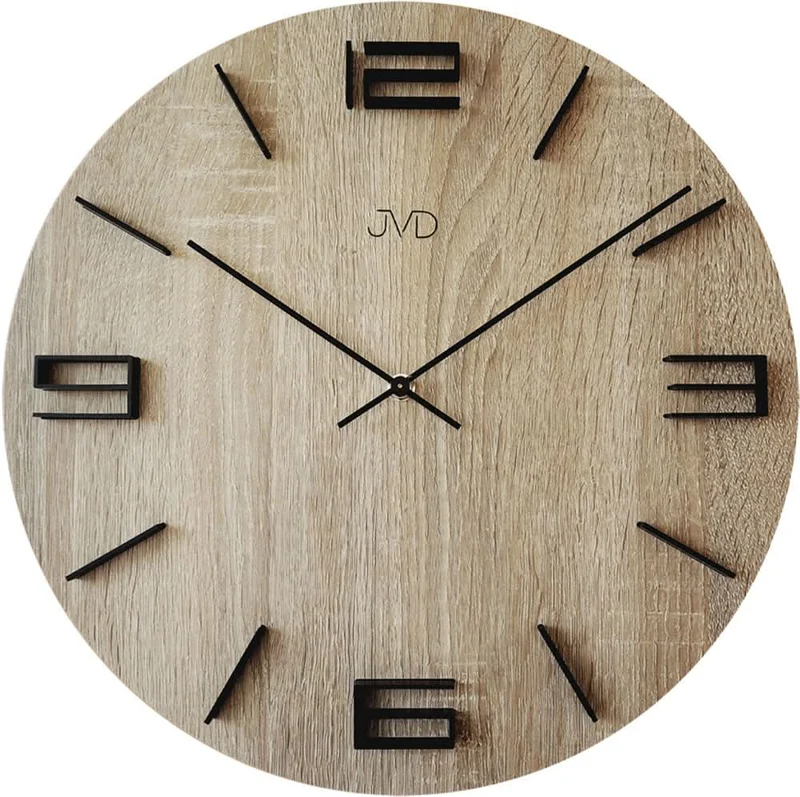 JVD Wanduhr 40 cm Ø Holz • Stilvolles Design • Präzises Quarzwerk