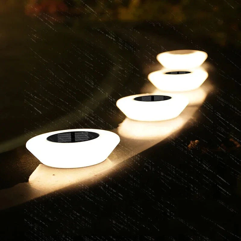 Solar Tuinverlichting 4-delig Set voor Paden en Borders Weervast LED Buitenlampen Automatisch Dag-Nacht Sensor Zwart | Sansoti
