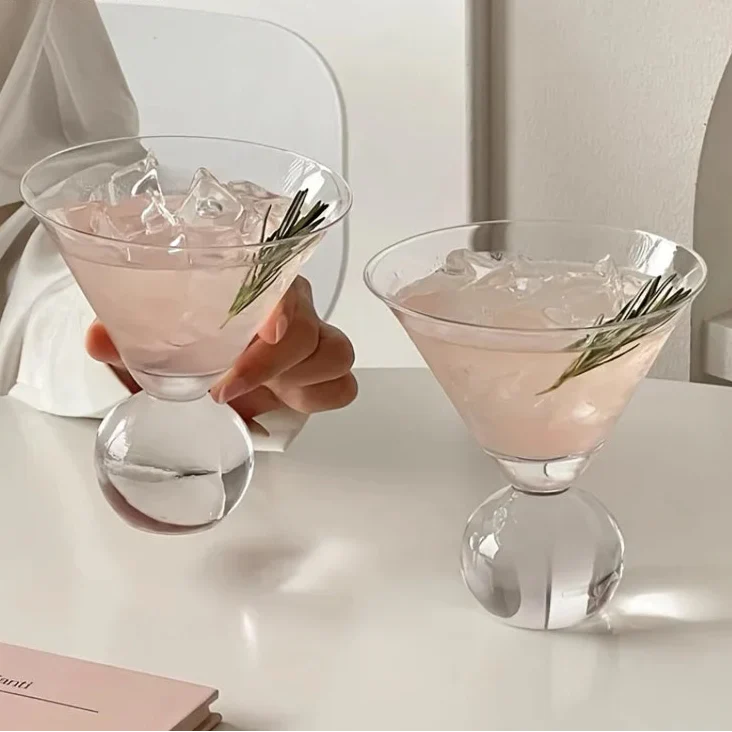 Kristallen Wereldbol Martiniglas – Elegante Cocktailglas met Globe Vorm voor Martini – Handslijpbare Glasstructuur | Sansoti