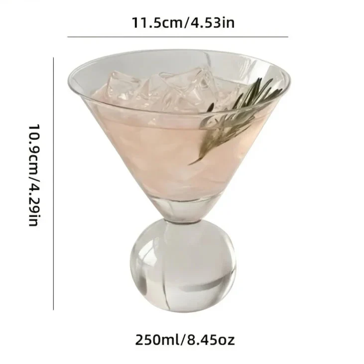 Kristallen Wereldbol Martiniglas – Elegante Cocktailglas met Globe Vorm voor Martini – Handslijpbare Glasstructuur | Sansoti