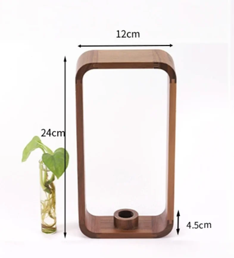 Glazen Vaas voor Stekjes met Houten Standaard – Decoratieve Propagator voor Planten | Sansoti