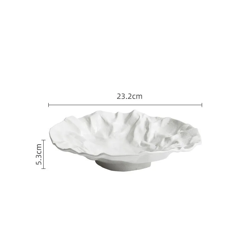 Keramische Schaal met Getijdenrimpel Effect Wit Zwart Coastal Servies 23cm 28cm | Sansoti