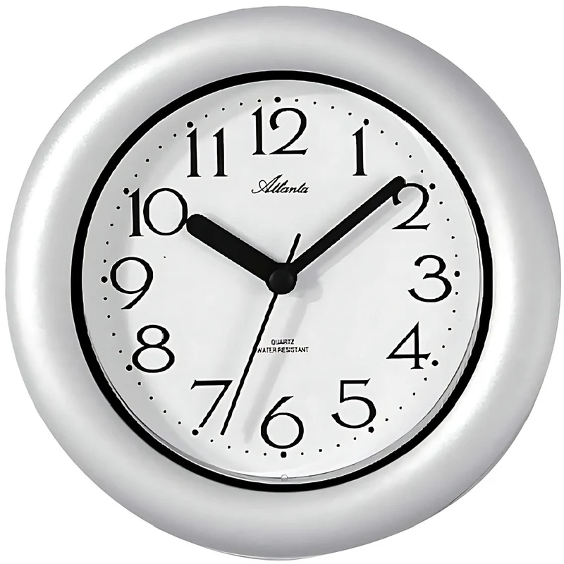Atlanta Wanduhr 17 cm Ø Kunststoff • Geräuschloses Quarzwerk • Dampf- und wassergeschützt
