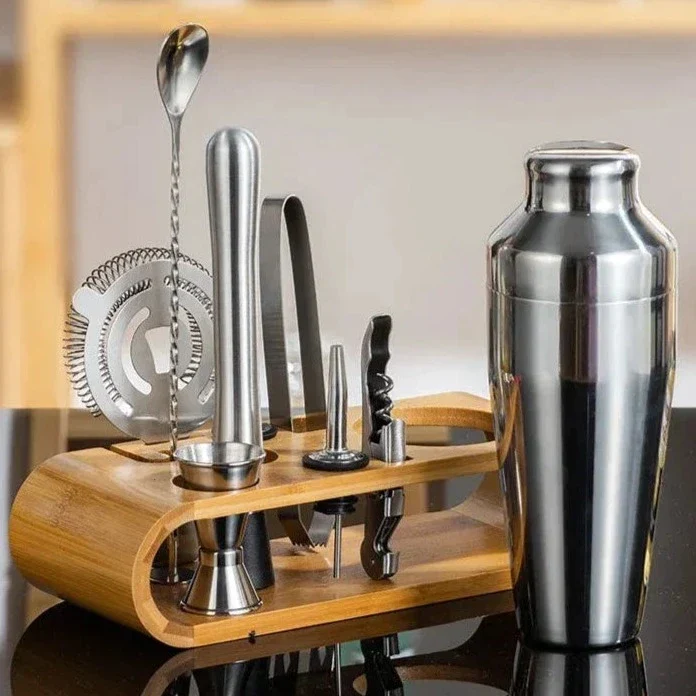 Professionele Barset 10-Delig RVS Cocktail Shaker Set Mixology Gereedschap Zilver Rosé Goud Zwart | Sansoti